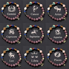 Beaded zodiac bracelets with star-sign charms