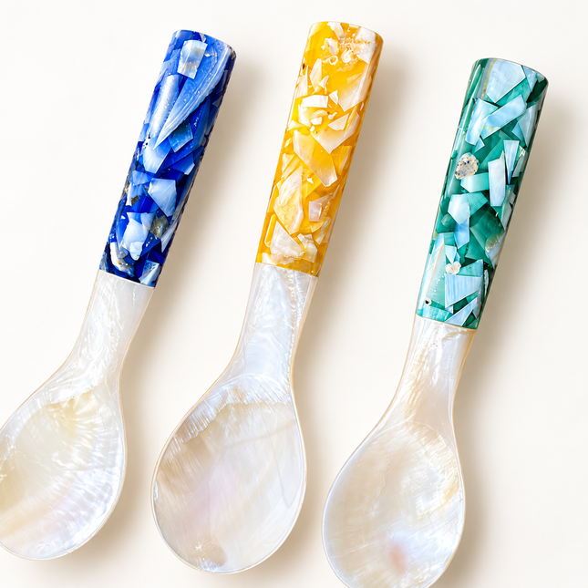 Mother of Pearl Spoon with Mosaic Handle 10 cm