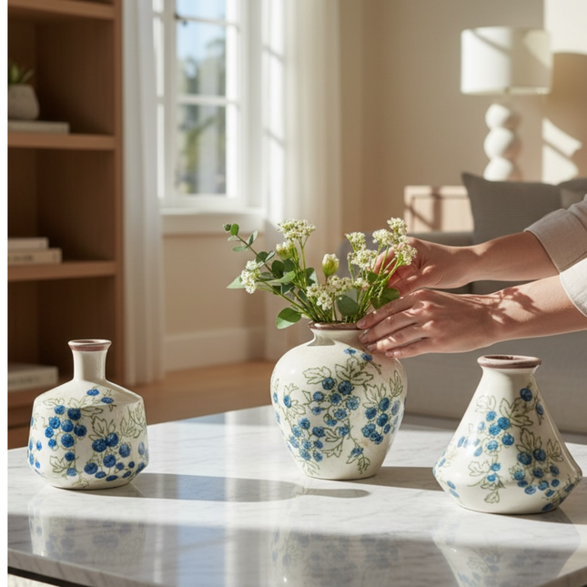 Blueberry Ceramic Vases – Set of 3