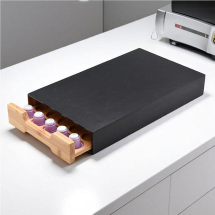 Bamboo Coffee Capsule Storage Drawer, Holds 40