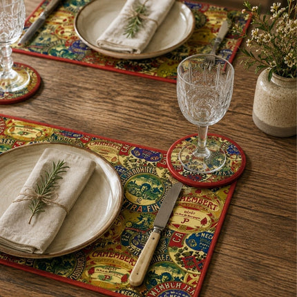 Vintage Camembert Cork-Backed Placemats – Set of 4