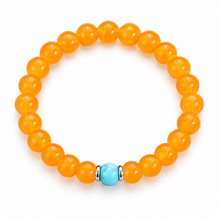 Yellow Chalcedony & Turquoise Natural Stone Bracelet approx 18–18.5 cm