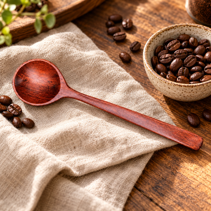 Round Wooden Spoon with Long Handle – 20 cm