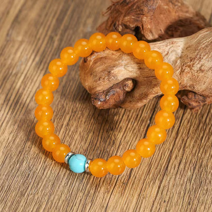 Yellow Chalcedony & Turquoise Natural Stone Bracelet approx 18–18.5 cm