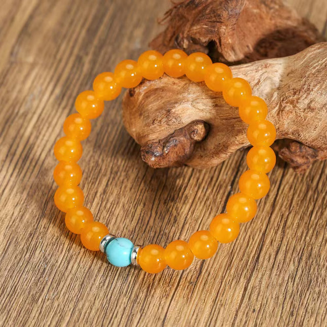 Yellow Chalcedony & Turquoise Natural Stone Bracelet approx 18–18.5 cm