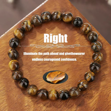 Tiger’s Eye & Obsidian Natural Stone Bracelet approx 18–18.5 cm