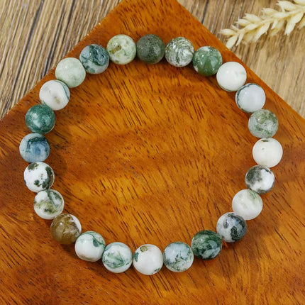 Moss Agate Natural Stone Bracelet approx 18–18.5 cm