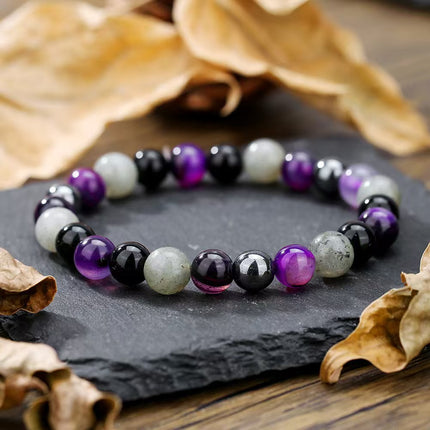 Amethyst & Moonstone Natural Stone Bracelet approx 18–18.5 cm