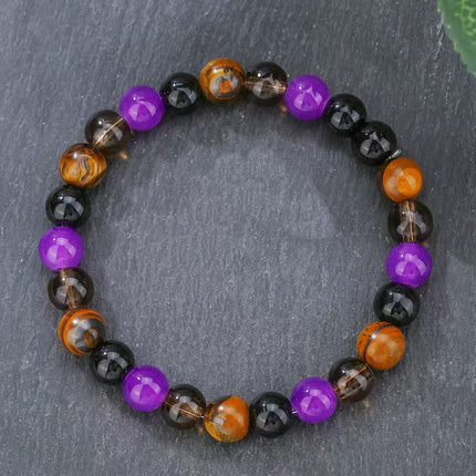 Amethyst, Smoky Quartz & Tiger’s Eye Bracelet approx 18–18.5 cm