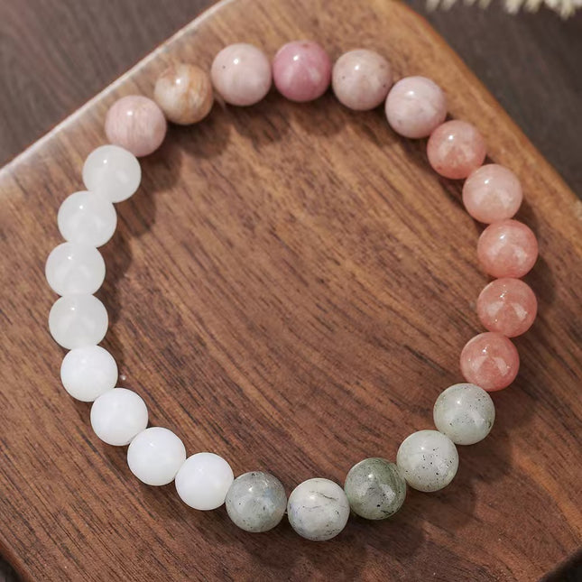 Rose Quartz & Clear Quartz Bracelet approx 18–18.5 cm