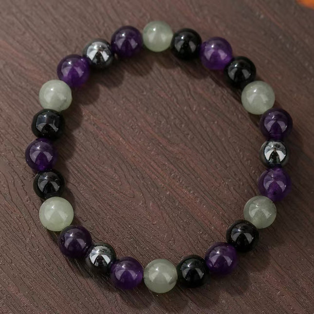 Amethyst & Black Agate Bracelet approx 18–18.5 cm