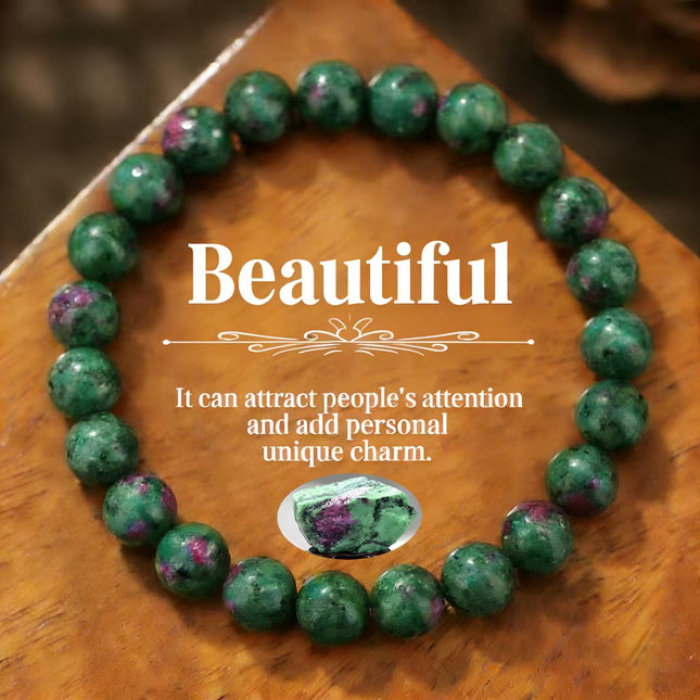Ruby Zoisite Beaded Bracelet approx 18–18.5 cm