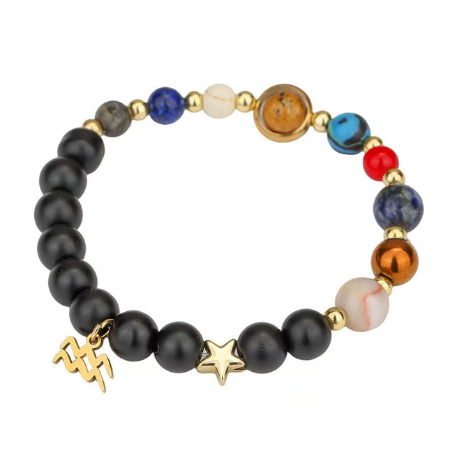 Aquarius Frosted Agate Zodiac Bracelet approx 18–18.5 cm