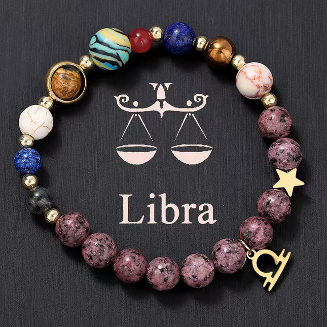 Libra Rhodonite Zodiac Bracelet approx 18–18.5 cm