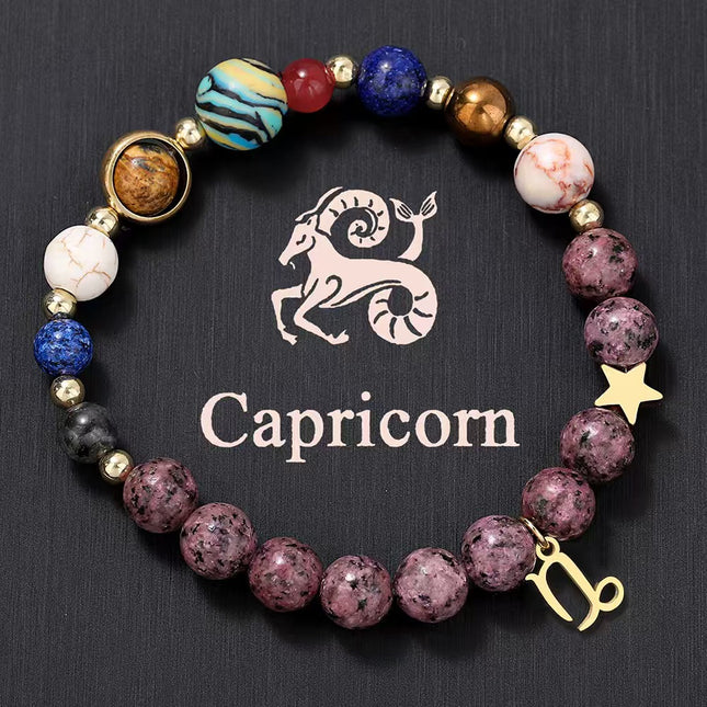 Capricorn Rhodonite Zodiac Bracelet approx 18–18.5 cm