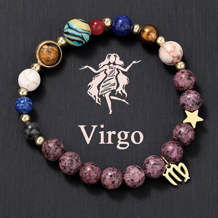 Virgo Rhodonite Zodiac Bracelet approx 18–18.5 cm