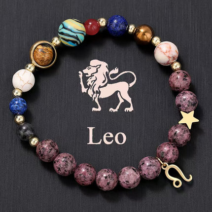 Leo Rhodonite Zodiac Bracelet approx 18–18.5 cm