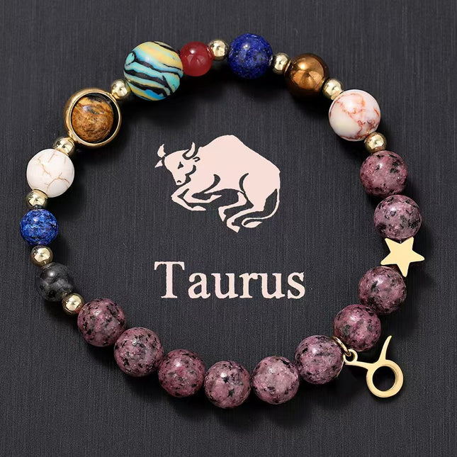 Taurus Rhodonite Zodiac Braceletapprox 18–18.5 cm