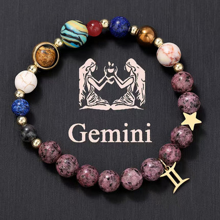 Gemini Rhodonite Zodiac Bracelet approx 18–18.5 cm