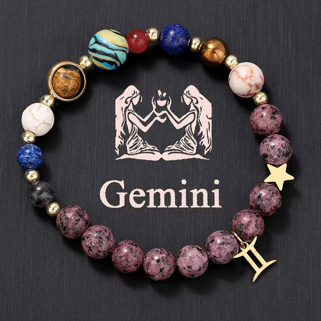 Gemini Rhodonite Zodiac Bracelet approx 18–18.5 cm
