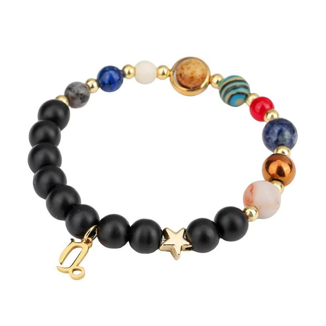 Capricorn Frosted Agate Zodiac Bracelet approx 18–18.5 cm