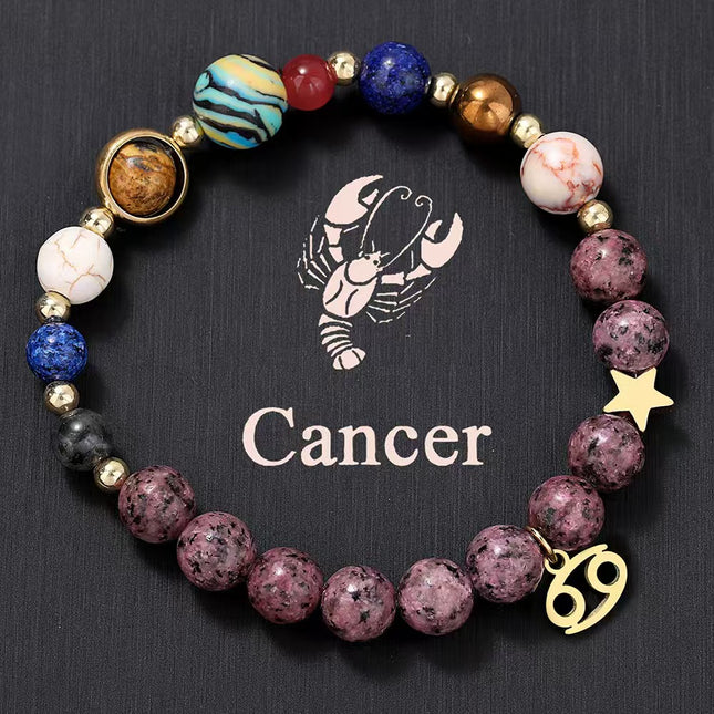 Cancer Rhodonite Zodiac Bracelet approx 18–18.5 cm