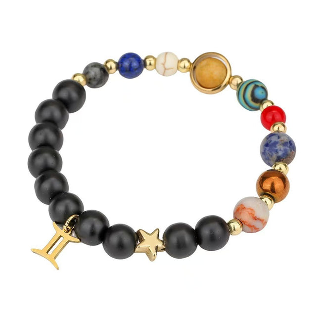 Gemini Frosted Agate Zodiac Bracelet approx 18–18.5 cm