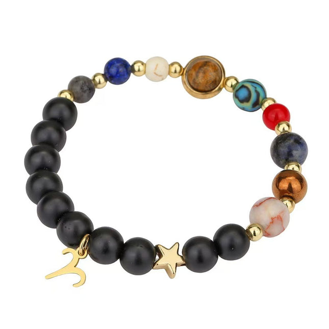 Capricorn Frosted Agate Zodiac Bracelet approx 18–18.5 cm