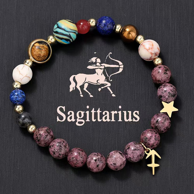 Sagittarius Rhodonite Zodiac Bracelet approx 18–18.5 cm