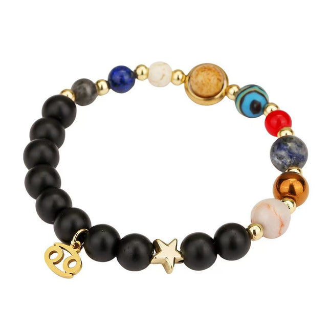Cancer Frosted Agate Zodiac Bracelet approx 18–18.5 cm
