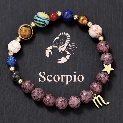 Scorpio Rhodonite Zodiac Bracelet approx 18–18.5 cm