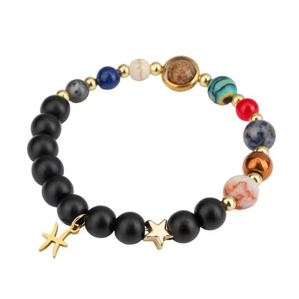 Pisces Frosted Agate Zodiac Bracelet approx 18–18.5 cm