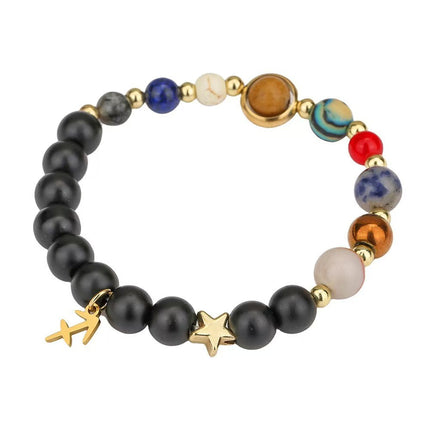 Sagittarius Frosted Agate Zodiac Bracelet approx 18–18.5 cm