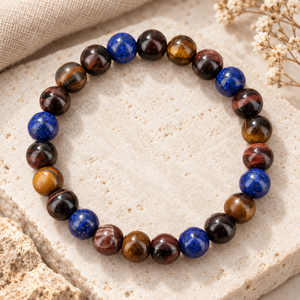 Lapis Lazuli & Tiger’s Eye Bracelet approx 18–18.5 cm
