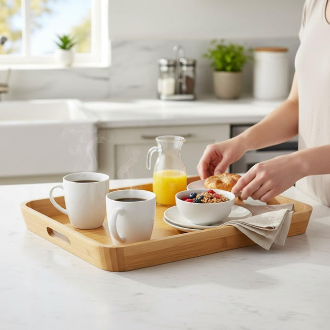 Bamboo Rectangular Serving Tray, 45 × 30 cm