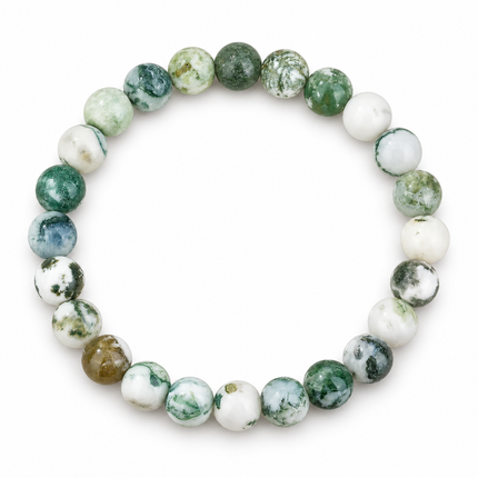 Moss Agate Natural Stone Bracelet approx 18–18.5 cm