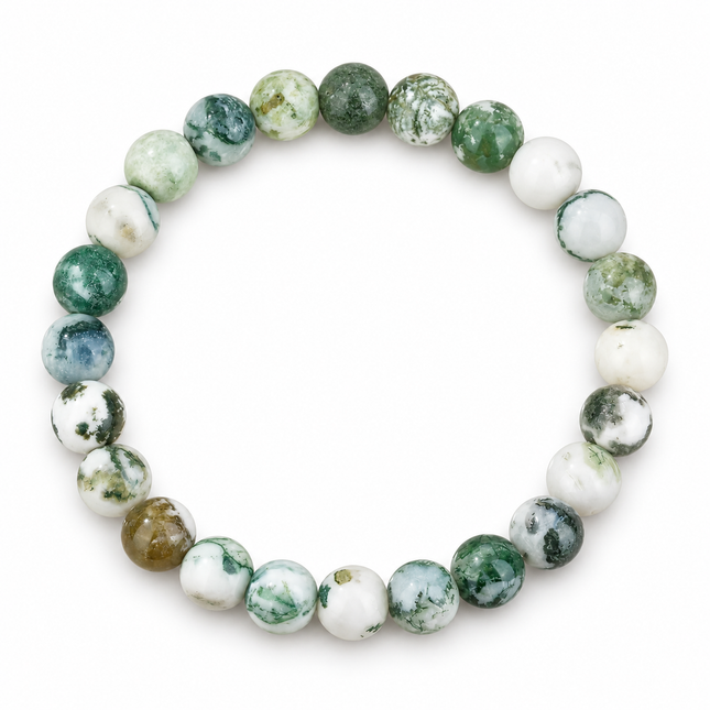 Moss Agate Natural Stone Bracelet approx 18–18.5 cm