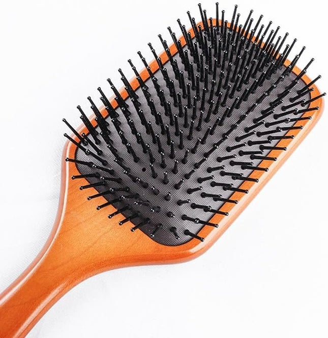 Lotus Handcrafts Wooden Paddle Hair Brush – Bamboo Detangling Brush Anti-Static Scalp Massage for All Hair Types