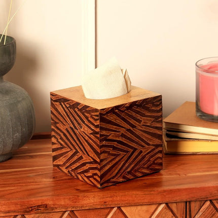Echo Mango Wood Tissue Box, 14 cm