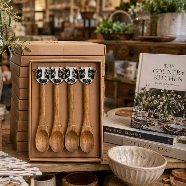 Acacia Cow Serving Spoons – Set of 4