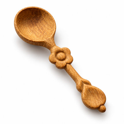 Mini Hand-Carved Wooden Flower Spoon – 9.5 cm