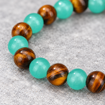 Amazonite & Tiger’s Eye Natural Stone Bracelet approx 18–18.5 cm
