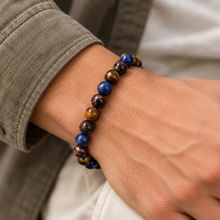 Lapis Lazuli & Tiger’s Eye Bracelet approx 18–18.5 cm