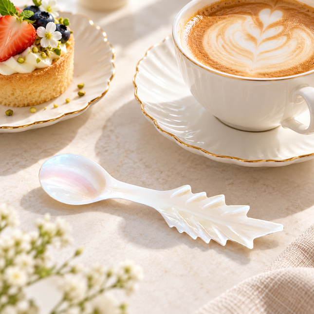 Mother of Pearl Leaf Handle Spoon 10 cm