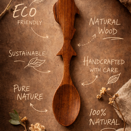 Artisan Fish Wooden Spoon made from redwood safe for everyday cooking.