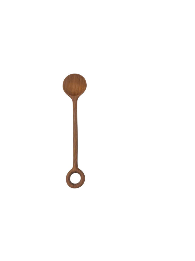 Ash wood loop handle spoon ensures user safety with smooth edges and a natural finish suitable for daily cooking use.