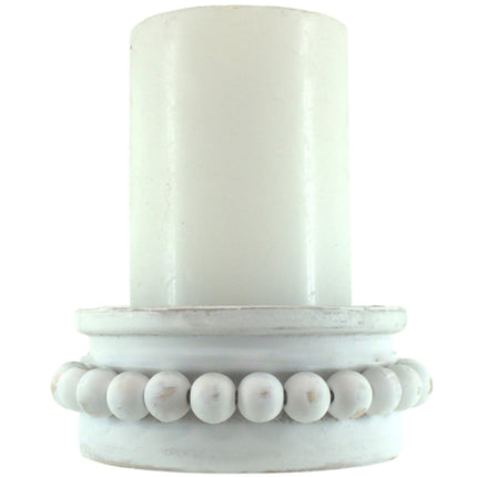 White Wooden Candle Holder, 10 × 5 cm