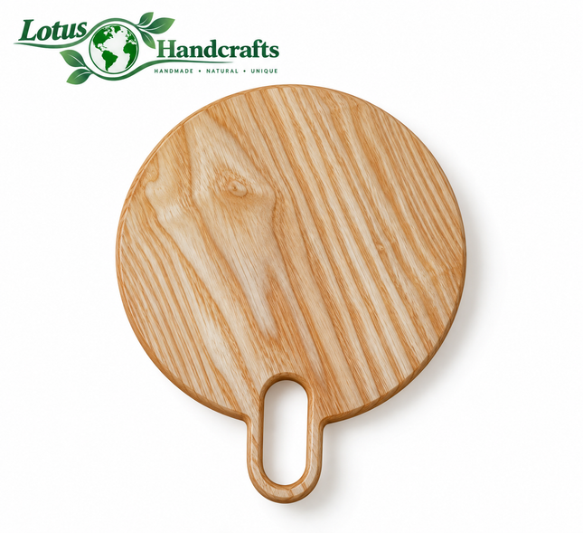 Handcrafted Round Wood Cutting Board Loop Handle by Lotushandcrafts 22x27