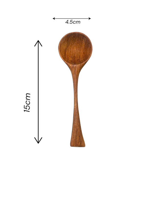 Handmade wooden spoon with long handle and deep bowl designed for everyday kitchen use with a comfortable size.