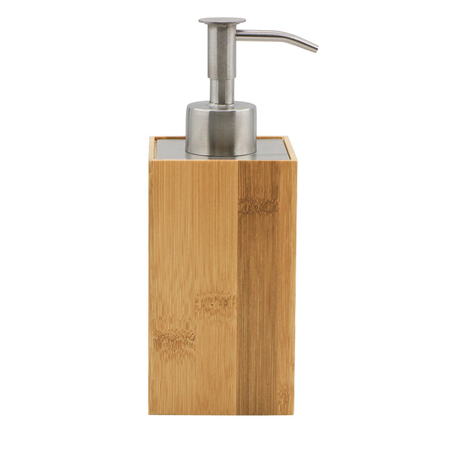 Square Bamboo Soap Dispenser, 7 × 17 cm